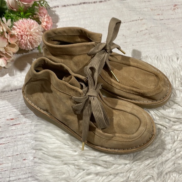 Free People Leather Tan Lace Up Suede Ashton Ankle Boot - Picture 9 of 10